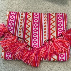 Mud Pie Pink and Orange Patterned Clutch